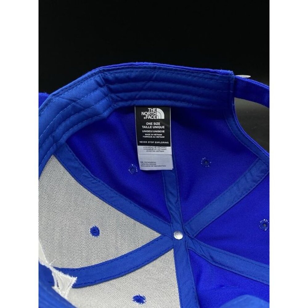 The North Face Cursive A Logo Bright Blue Hat Hiking Baseball Cap - Picture 7 of 12